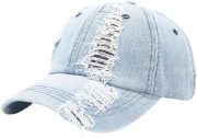 Unisex Ripped Distressed Denim Baseball Cap Trucker Hat Adjustable