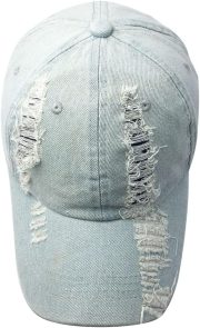 Unisex Ripped Distressed Denim Baseball Cap Trucker Hat Adjustable - Image 2