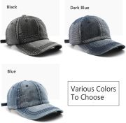 Trendy Vintage Baseball Cap Soft Cotton Denim Unconstructed Washed Distressed Dad Hat for Men Women - Image 2