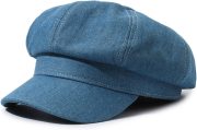 Women's Newsboy Cap Summer Beret Hat 8 Panels Vintage Cabbie Hat - Octagonal Visor Cap Women's Denim Newsboy Cap Visor Beret Cabbie Cap, blue, Large